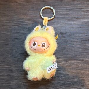 Cute Yellow Mini Labubu “F” Keychain authentic pin for love